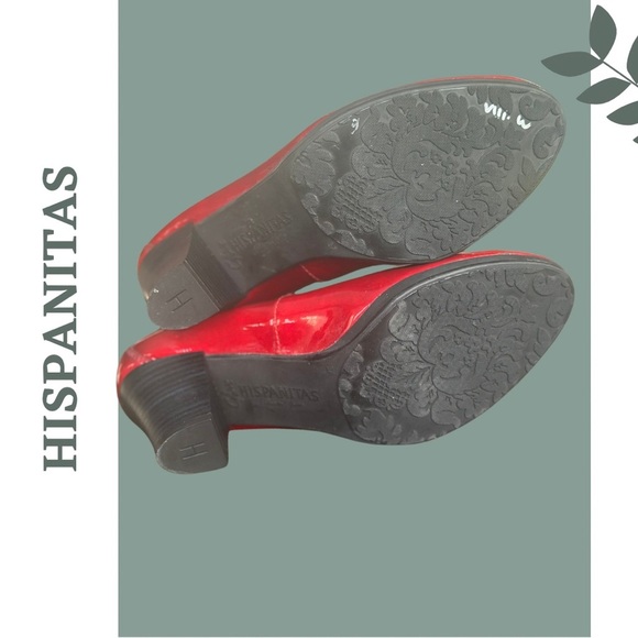 Hispanitas Red Leather Heel Pump Shoe Made in Spain Size 37 Size 6 - Picture 6 of 7